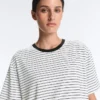 Boxy T-Shirt aus Baumwollmischung mit kurzen Ärmeln und Streifenmuster Boxy T-Shirt aus Baumwollmischung mit kurzen Ärmeln und Streifenmuster
