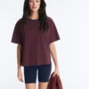Boxy T-Shirt aus Baumwollmischung mit kurzen Ärmeln und Streifenmuster Boxy T-Shirt aus Baumwollmischung mit kurzen Ärmeln und Streifenmuster