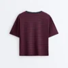 Boxy T-Shirt aus Baumwollmischung mit kurzen Ärmeln und Streifenmuster Boxy T-Shirt aus Baumwollmischung mit kurzen Ärmeln und Streifenmuster