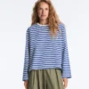 Boxy-T-Shirt mit langen Ärmeln und Streifenmuster aus 100 % Baumwolle Boxy-T-Shirt mit langen Ärmeln und Streifenmuster aus 100 % Baumwolle