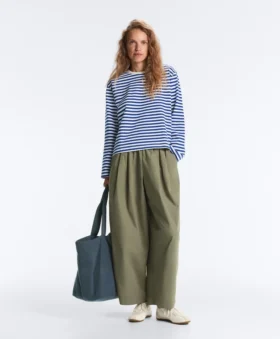 Boxy-T-Shirt mit langen Ärmeln und Streifenmuster aus 100 % Baumwolle