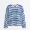 Boxy-T-Shirt mit langen Ärmeln und Streifenmuster aus 100 % Baumwolle Boxy-T-Shirt mit langen Ärmeln und Streifenmuster aus 100 % Baumwolle