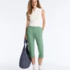 Capri-Hose aus Piqué mit Gürtelschlaufen aus Baumwolle