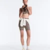 Comfortlux Biker-Leggings mit hoher Taille (20 cm) im Gingham-Muster