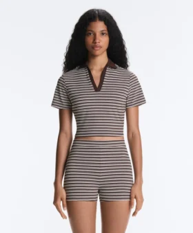 Comfortlux gestreiftes Kurzarm-Poloshirt
