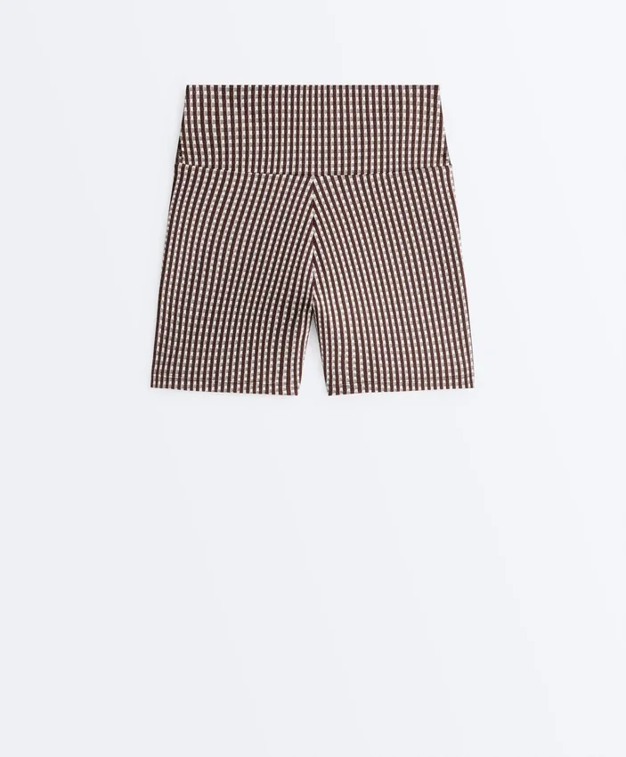 Comfortlux Hotpants mit hoher Taille und 10 cm Länge im Gingham-Muster Comfortlux Hotpants mit hoher Taille und 10 cm Länge im Gingham-Muster