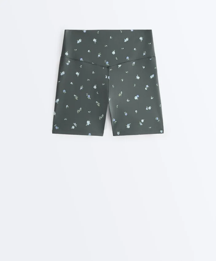Evermove Hotpants mit hoher Taille (10 cm) und Blumenprint Evermove Hotpants mit hoher Taille (10 cm) und Blumenprint