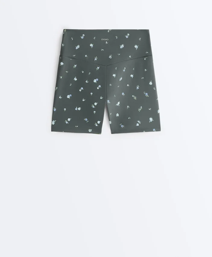 Evermove Hotpants mit hoher Taille (10 cm) und Blumenprint Evermove Hotpants mit hoher Taille (10 cm) und Blumenprint