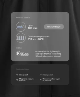 Fellex® mit Aerogel 10K wasserdichte, lange, gefütterte Jacke
