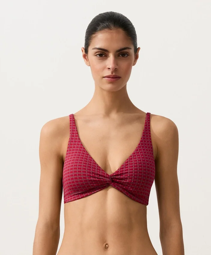 Geometrisches Jacquard-Halter-Bikinioberteil Geometrisches Jacquard-Halter-Bikinioberteil