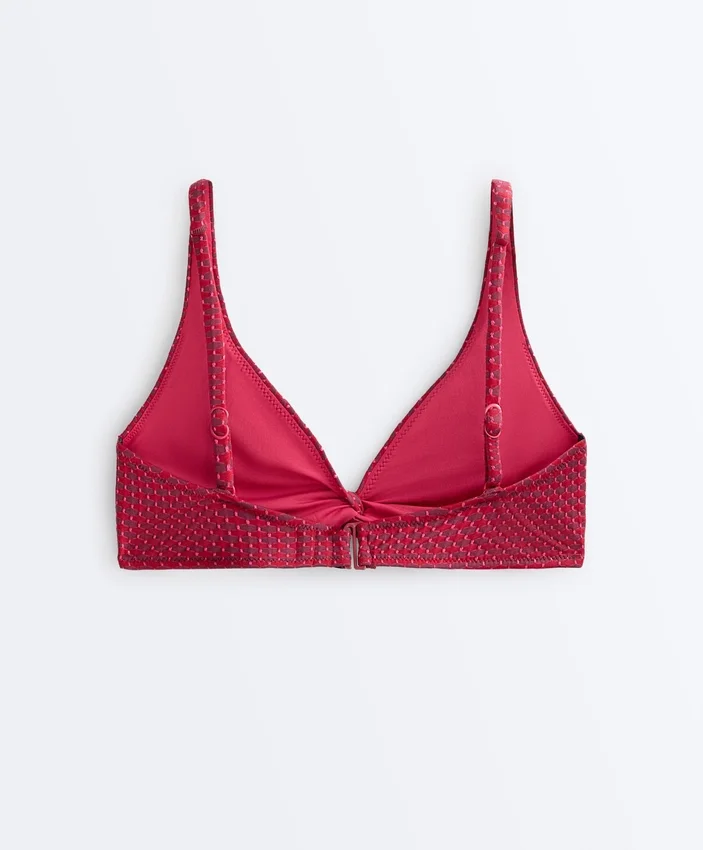 Geometrisches Jacquard-Halter-Bikinioberteil Geometrisches Jacquard-Halter-Bikinioberteil
