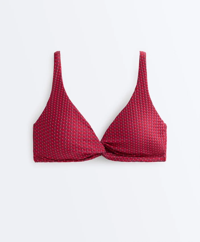 Geometrisches Jacquard-Halter-Bikinioberteil Geometrisches Jacquard-Halter-Bikinioberteil