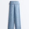 Gerade Hose aus 100 % Leinen mit umgeschlagenem Bund Gerade Hose aus 100 % Leinen mit umgeschlagenem Bund