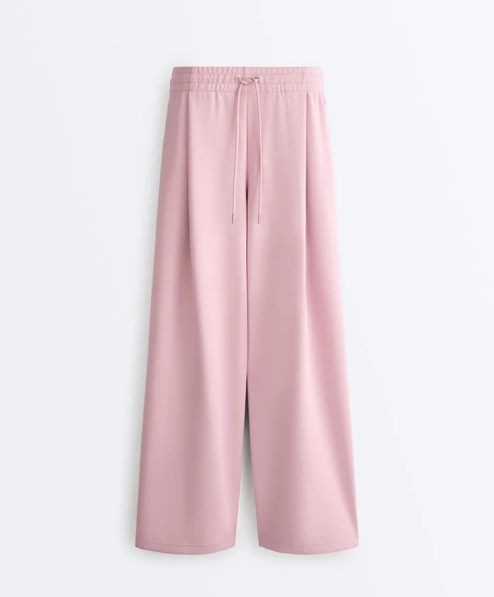 Geradlinige Plissee-Hose aus Baumwollpiqué Geradlinige Plissee-Hose aus Baumwollpiqué
