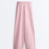 Geradlinige Plissee-Hose aus Baumwollpiqué Geradlinige Plissee-Hose aus Baumwollpiqué