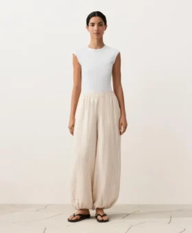 Gestreifte Bloomer-Hose aus 100 % Leinen