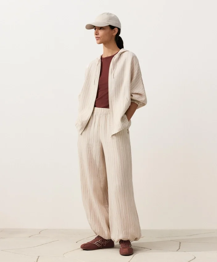 Gestreifte Bloomer-Hose aus 100 % Leinen Gestreifte Bloomer-Hose aus 100 % Leinen