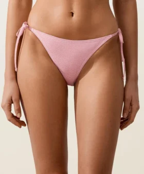 Gestreifter Bikini-Slip mit mittlerer Bedeckung und Bindebändern