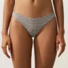 Gestreifter Bikini-Slip mit mittlerer Bedeckung und U-Ausschnitt Gestreifter Bikini-Slip mit mittlerer Bedeckung und U-Ausschnitt