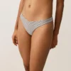 Gestreifter Bikini-Slip mit mittlerer Bedeckung und U-Ausschnitt Gestreifter Bikini-Slip mit mittlerer Bedeckung und U-Ausschnitt