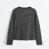 Gestreiftes, locker sitzendes Langarm-T-Shirt aus Baumwollmischung