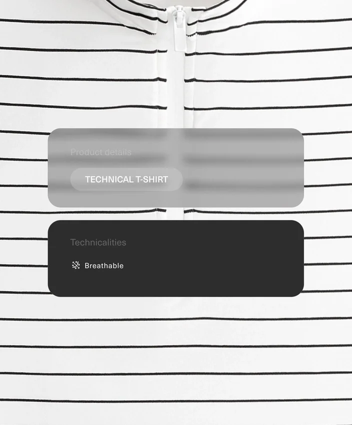 Gestreiftes, ärmelloses T-Shirt mit halbem Reissverschluss Gestreiftes, ärmelloses T-Shirt mit halbem Reissverschluss