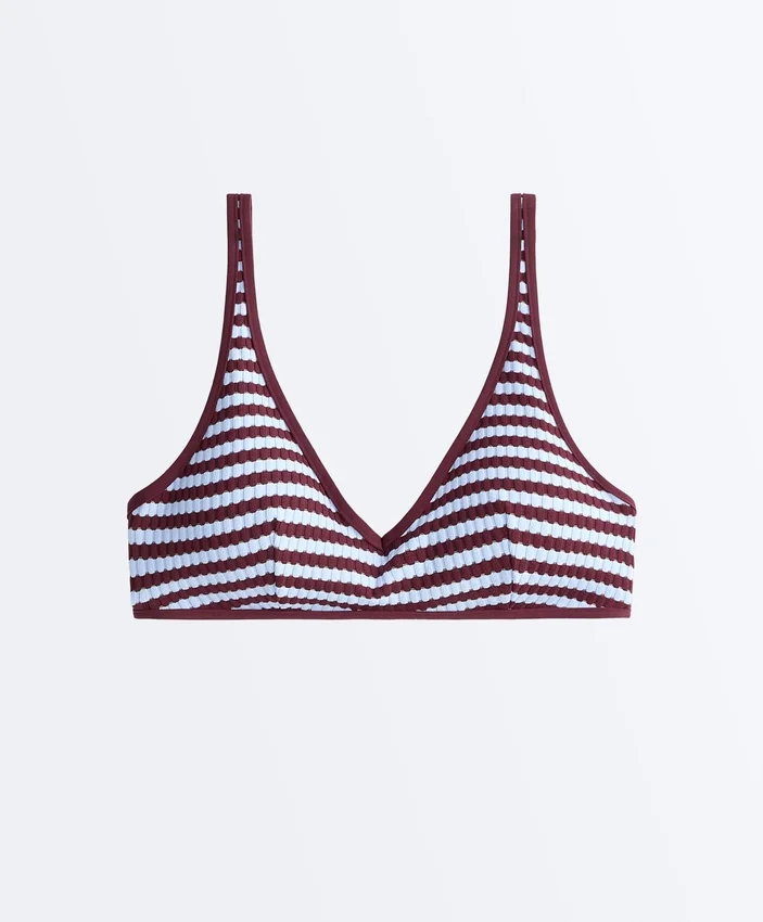 Gestreiftes, strukturiertes Neckholder-Bikinioberteil Gestreiftes, strukturiertes Neckholder-Bikinioberteil