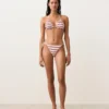 Bikini-Slip mit mittlerer Bedeckung und gestreiftem Häkelstoff mit Bindebändern