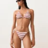 Bikini-Slip mit mittlerer Bedeckung und gestreiftem Häkelstoff mit Bindebändern