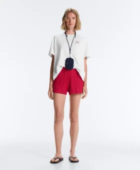 Gewaschene Shorts aus Zopfstrick Gewaschene Shorts aus Zopfstrick
