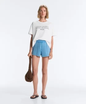 Gewaschene Shorts aus Zopfstrick Gewaschene Shorts aus Zopfstrick