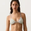 Häkel-Bikinis mit kontrastierenden Wellen und Triangel-Oberteil Häkel-Bikinis mit kontrastierenden Wellen und Triangel-Oberteil
