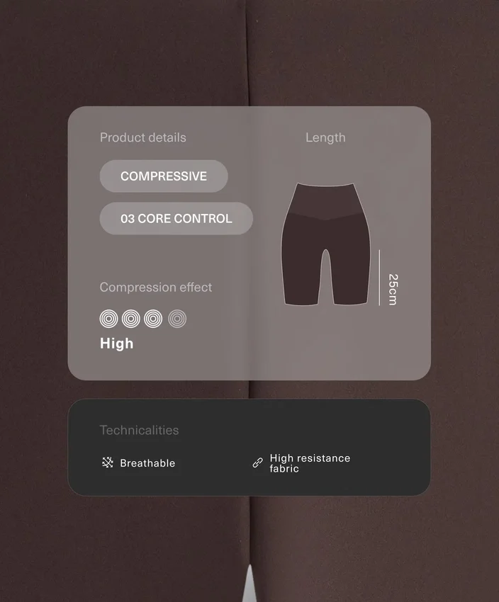 Hoch geschnittene, Compressive Core Control Cycle Leggings mit 25 cm Bundhöhe Hoch geschnittene, Compressive Core Control Cycle Leggings mit 25 cm Bundhöhe