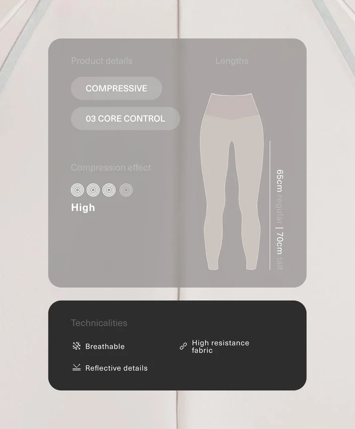 Hochgeschnittene, kompressive, reflektierende Core Control-Leggings in Knöchellänge Hochgeschnittene, kompressive, reflektierende Core Control-Leggings in Knöchellänge