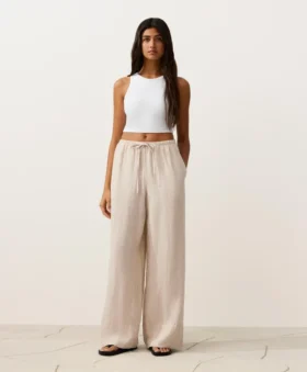Hose aus 100 % Leinen mit geradem Bein