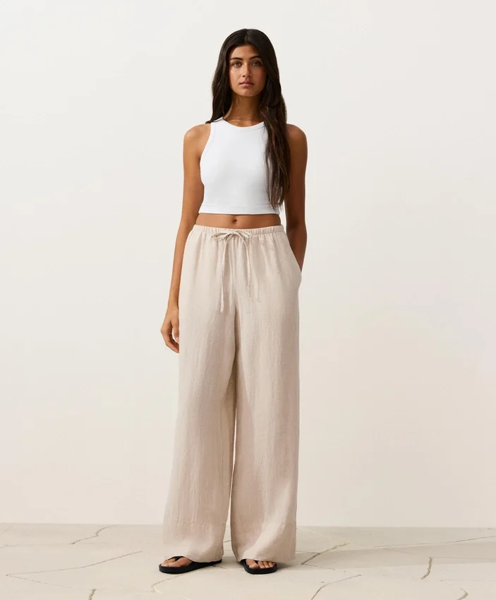 Hose aus 100 % Leinen mit geradem Bein Hose aus 100 % Leinen mit geradem Bein
