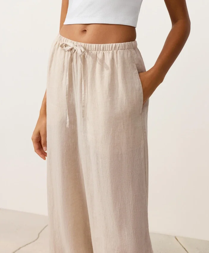 Hose aus 100 % Leinen mit geradem Bein Hose aus 100 % Leinen mit geradem Bein