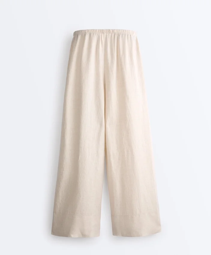 Hose aus 100 % Leinen mit geradem Bein Hose aus 100 % Leinen mit geradem Bein