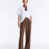Hose mit geradem Bein aus Soft Touch-Modal und Paspelierung