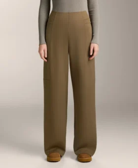 Hose mit hoher Taille und geradem Bein im Neopren-Look