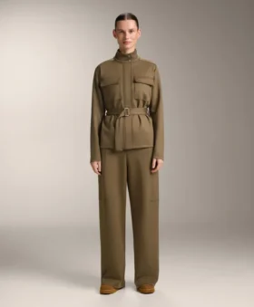 Hose mit hoher Taille und geradem Bein im Neopren-Look