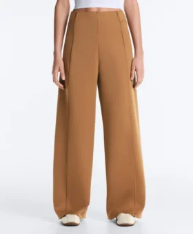 Hose mit Neopren-Optik, hoher Taille und weitem Bein