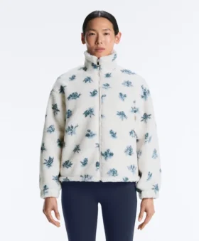 Jacke aus Kunstfell mit Blumenmuster