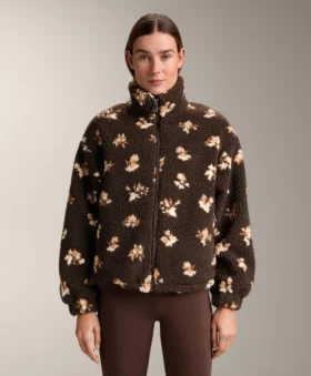 Jacke aus Kunstlammfell mit Blumenprint