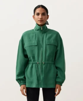 Jacke aus Lyocell und 24 % Leinen mit geraffter Taille