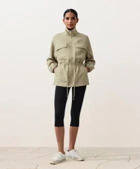 Jacke aus Lyocell und 24 % Leinen mit geraffter Taille