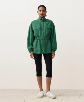Jacke aus Lyocell und 24 % Leinen mit geraffter Taille