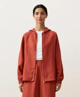 Kapuzenjacke aus 100 % Leinen