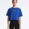 Kastenförmiges, kurzes T-Shirt aus Baumwollmischung mit Aufdruck