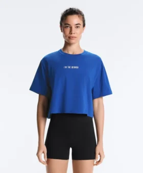 Kastenförmiges, kurzes T-Shirt aus Baumwollmischung mit Aufdruck